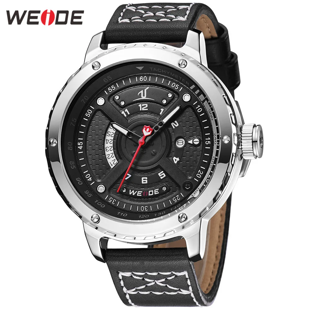 Часы WEIDE мужские повседневные из натуральной кожи кварцевые спортивные