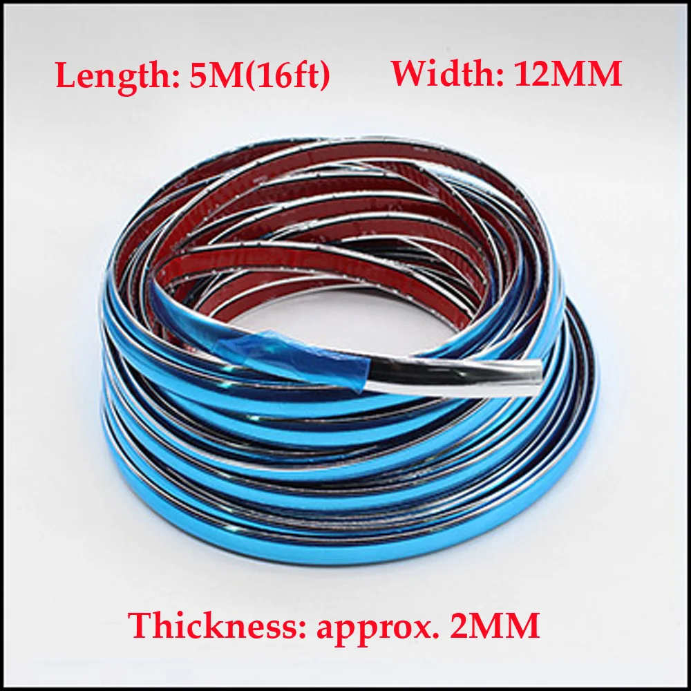 

12mm Car Bumper Strip Adhesive Protector Sticker Strip Bumper Grill Car Anti-Collision Tape Door Edge Guard Plate Bright Sticker