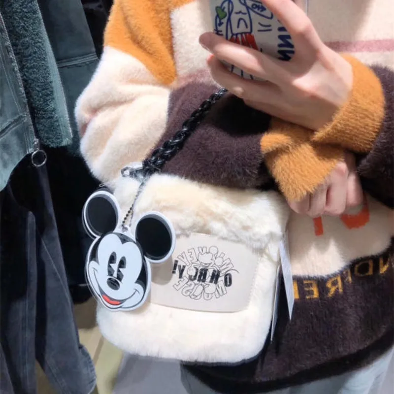 Disney зима мультфильм Микки Маус цепь сумка из овчины сумка милая сумка на плечо
