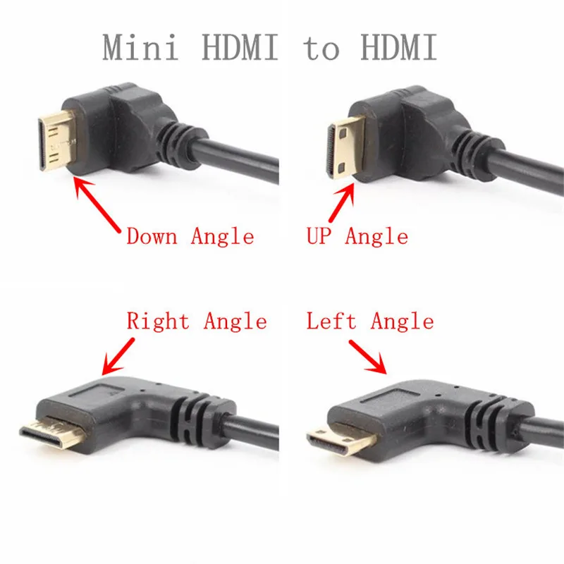 Прямоугольный 90 градусов мини микро HDMI мужчин и женщин HDMI конвертер адаптер кабель конвертер адаптер HDTV разъем