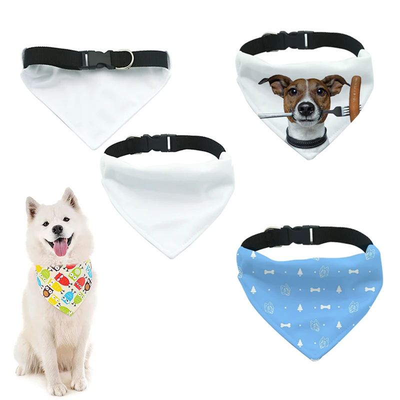 10pcs DIY Sublimation Blank Pet Triangle Scarf Pet Heat Transfer Triangle Bibs Kerchief Pet Bandanas Bibs for Dogs Puppy Cats padded dog collars	