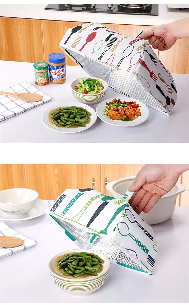Folding Lid Cover Keep Foods Warm Vegetable Cover Container Aluminum Foil Dishes Heat-Insulation Kitchen Gadgets