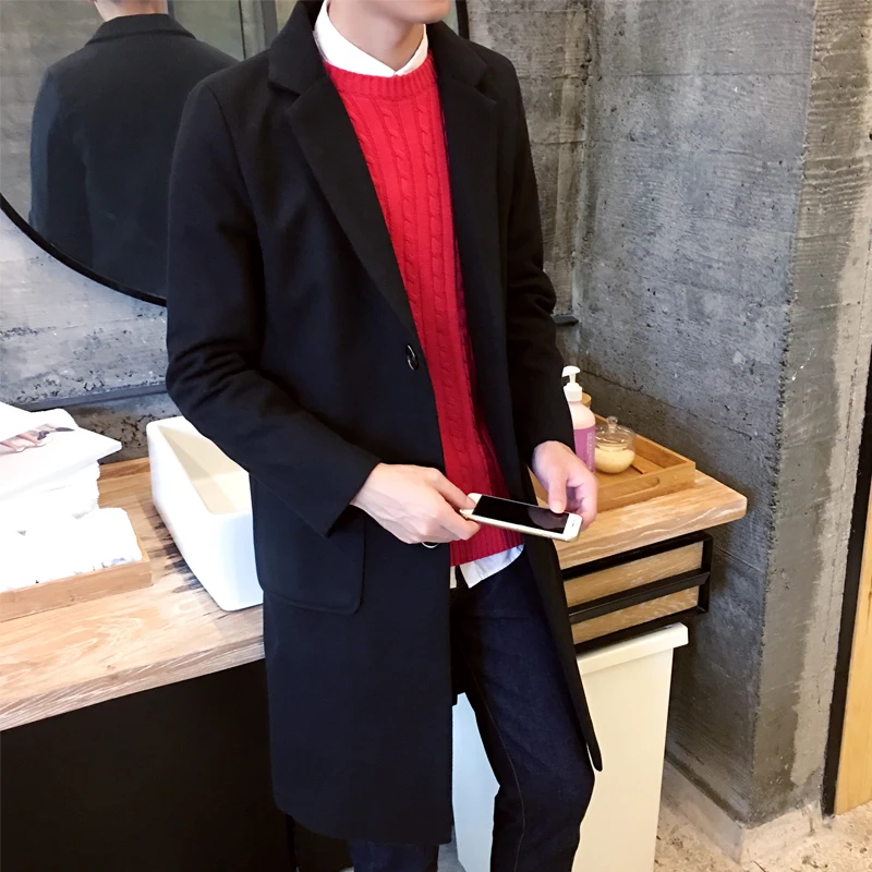 2019 Brand clothing Fashion Men's keep warm winter Casual Woolen cloth jacket/Male slim fit High quality long Trench coats S-3XL