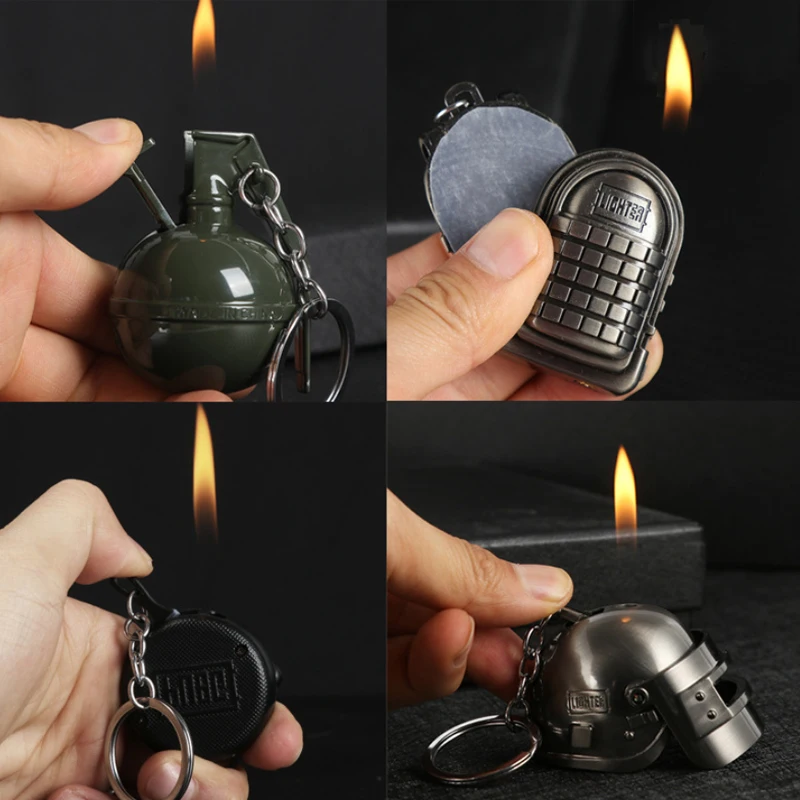 PUBG equipment men t Cute Refill Бутановая газовая зажигалка брелок кольцо сигареты Encendedores