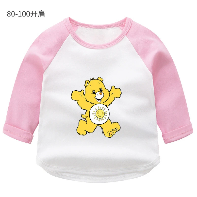 Летнее платье с О-образным вырезом топы для мальчиков и девочек, Care Bears цветные туфли с длинным рукавом для маленьких мальчиков с изображением мультипликационных персонажей для детей футболка для детей - Color: as picture