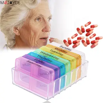 

Portable Pill Medicine Box Travel Weekly 28 Cells Medicine Health Storage Pill Box Organizer Dispenser pill cutter Cases