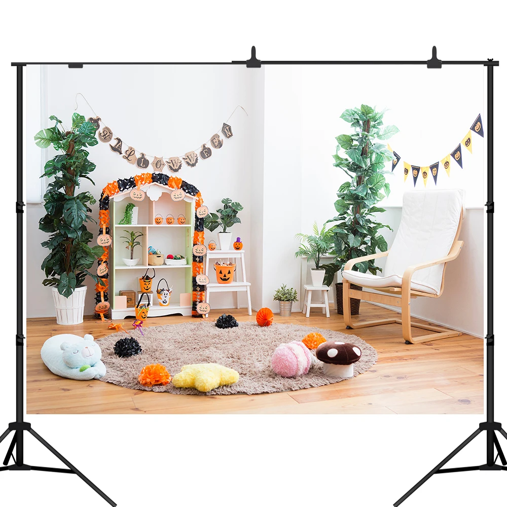Lyavshi Halloween Themed Photography Backdrop wood Floor Carpet pumpkin room decorate kids Background Photo Studio Booth Props |