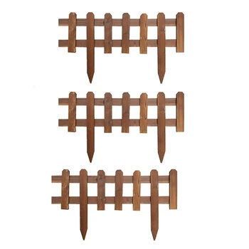 

3Pcs for Garden Fence Easy Assemble European Style Insert Ground Type Wooden Fences for Country Yard Decoration