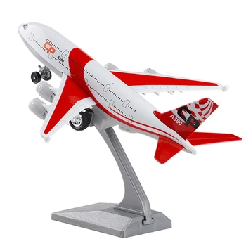

AMS-Air Plane L=20cm Die Cast Toys Plane Model A380 with Light & Music Pull Back Power Toys