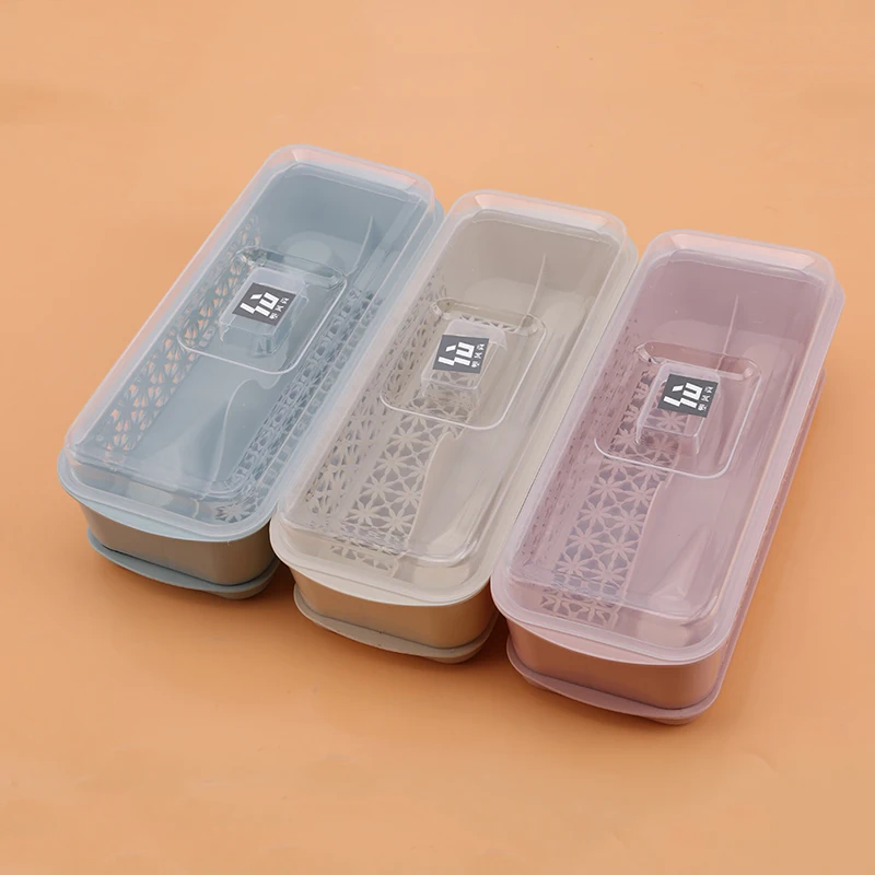 Clear Plastic Chopsticks Containers With Cover Kitchen Drain Chopsticks Storage Tube Household Tableware Dustproof Storage Box