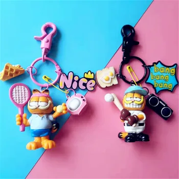 

Cute Cartoon Garfield Baseball Tennis Modeling Figure Doll Keychain for Kids Toy Women Bag Charms DIY Pendant Decoration Keyring