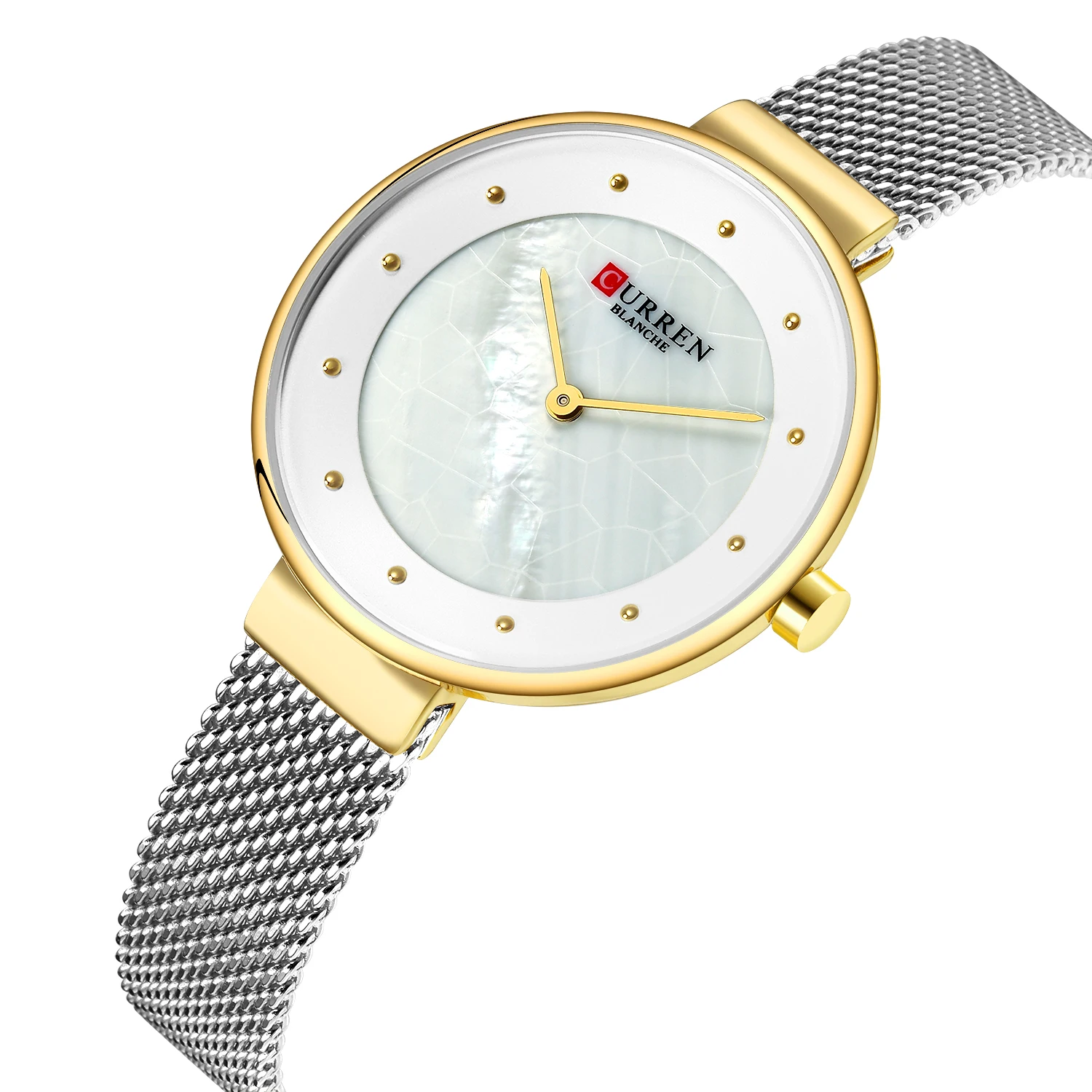 

CURREN Montre Femme Casual Women Romantic Gift Watch Silver Stainless Steel Particular Dial Wristwatch Mesh Quartz Watch Outdoor