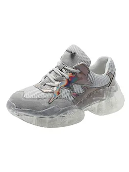 

Korean spring and summer new frosted thick-soled muffin shoes wedge heel jelly transparent dad shoes sports women's shoes