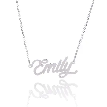 

Silver Color English Name Necklace Customized Nameplate Birthday Stainless Steel Engraving Gift Personalized Jewelry