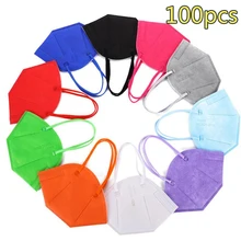 Masque de protection facial, 5 couches, réutilisable, 100 pièces, FFP2, FFP3, PM053
