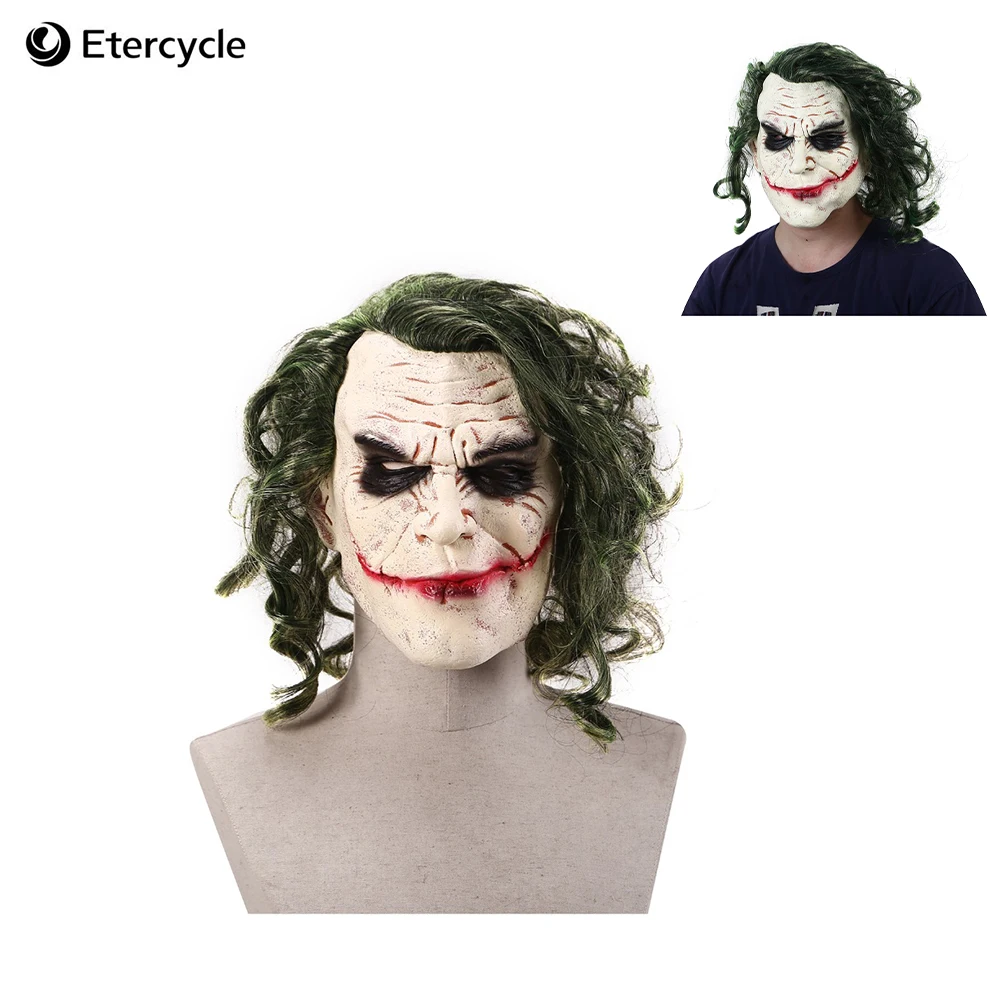 Джокер маска Бэтмена реквизит для фильма и телевидения зеленый парик латексная