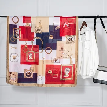 

180*90cm TOP Silk High heels bag luxurious Scarves Women Foulard Square Hijab Scarf Ladies Shawl wrap muffler pareo female hijab