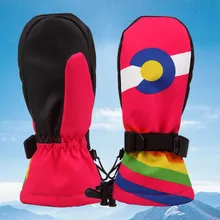 Лыжные перчатки, защита от ветра Регулируемая уличная зимняя теплая сноуборд Изолированный водонепроницаемый нескользящий снег спортивный с полными пальцами детей