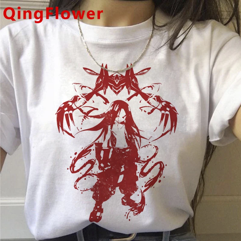Anime Shaman King Yoh Asakura Amidamaru Top Tees Summer Top Men Kawaii Estetica Casual Print Coppia Top Tees Maglietta Bianca