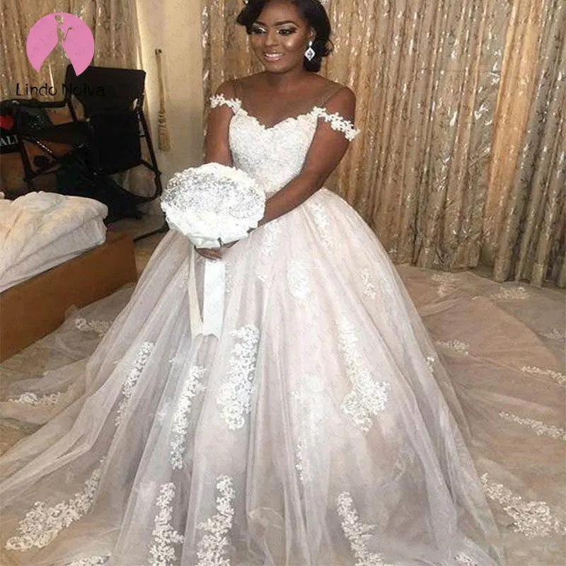 Vestido De Noiva Off The Shoulder V Neck Wedding Dresses 2020 Custom Made With Lace Appliques Pricess Ball Gown Gowns | Свадьбы и