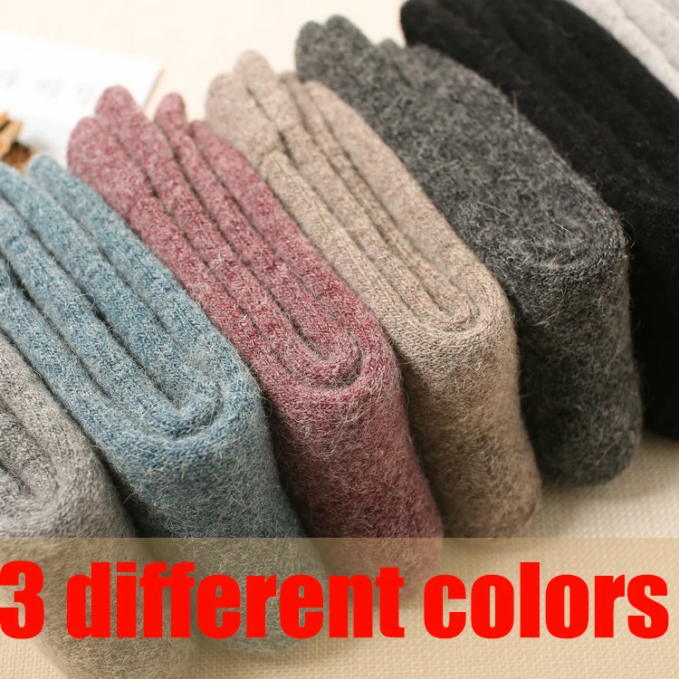 3 different colors Новые плотные махровые носки из шерсти кролика Женские однотонные теплые забавные зимние носки skarpetki calcetines mujer - Цвет: 3 different colors