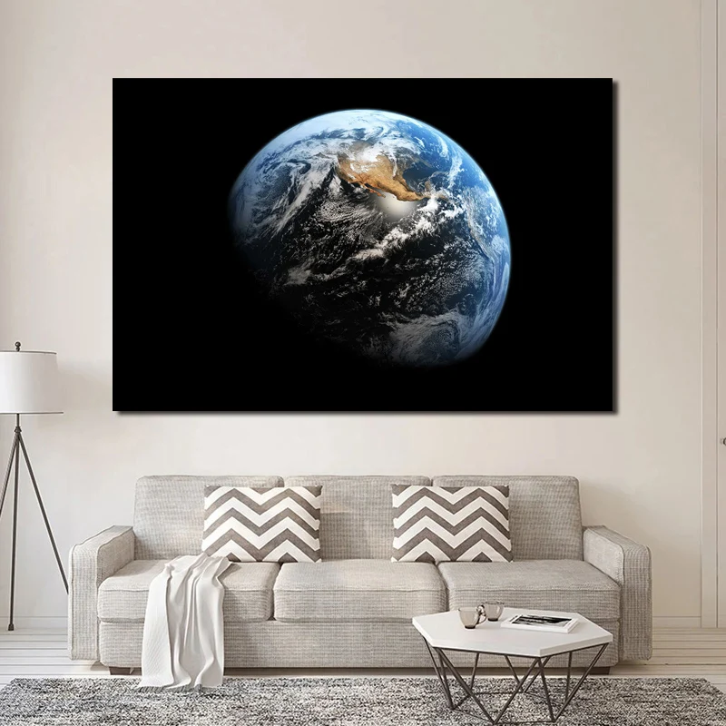 

Wall Art Canvas Planet Earth From Space View Posters Prints Landscape Painting Oil Wall Pictures Modern Living Room Home Decor
