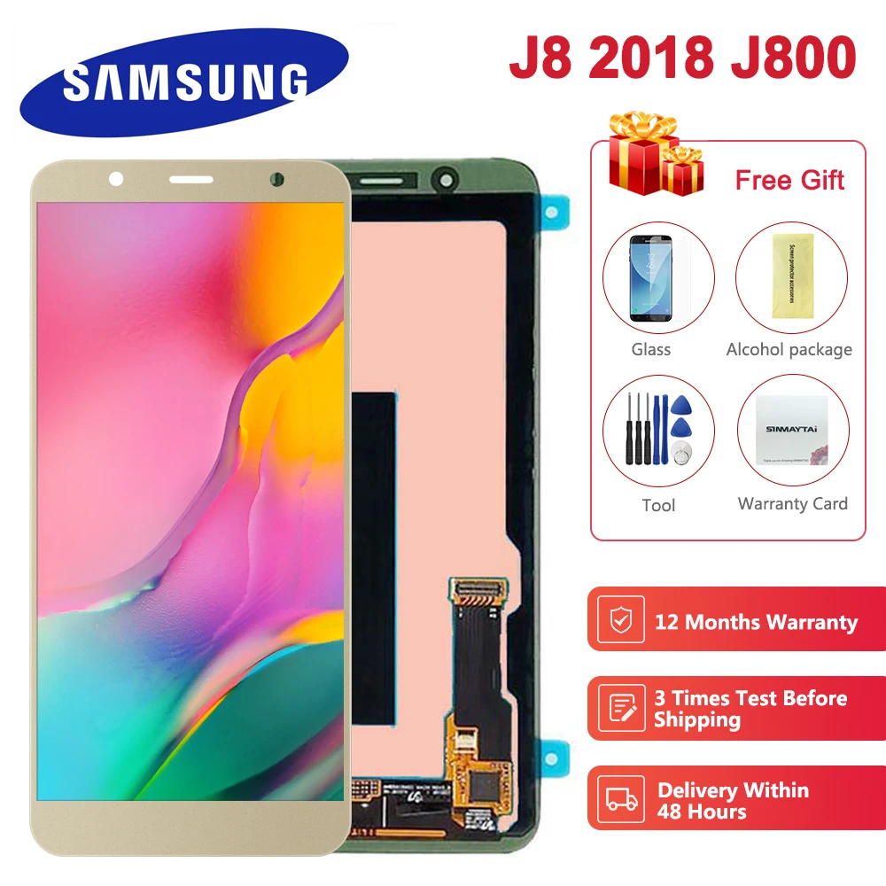 

100% Super AMOLED J8 LCD For Samsung J8 2018 J810 J810FN SM-J810 LCD Display Touch Screen Digitizer Assembly Replacement