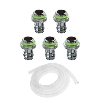 

6 Pcs Accessories: 5 Pcs Barb Fitting Water Cooling Radiator & 1 Pcs PVC Pipe Tube Cpu Gpu Water Cooling Block Adapter