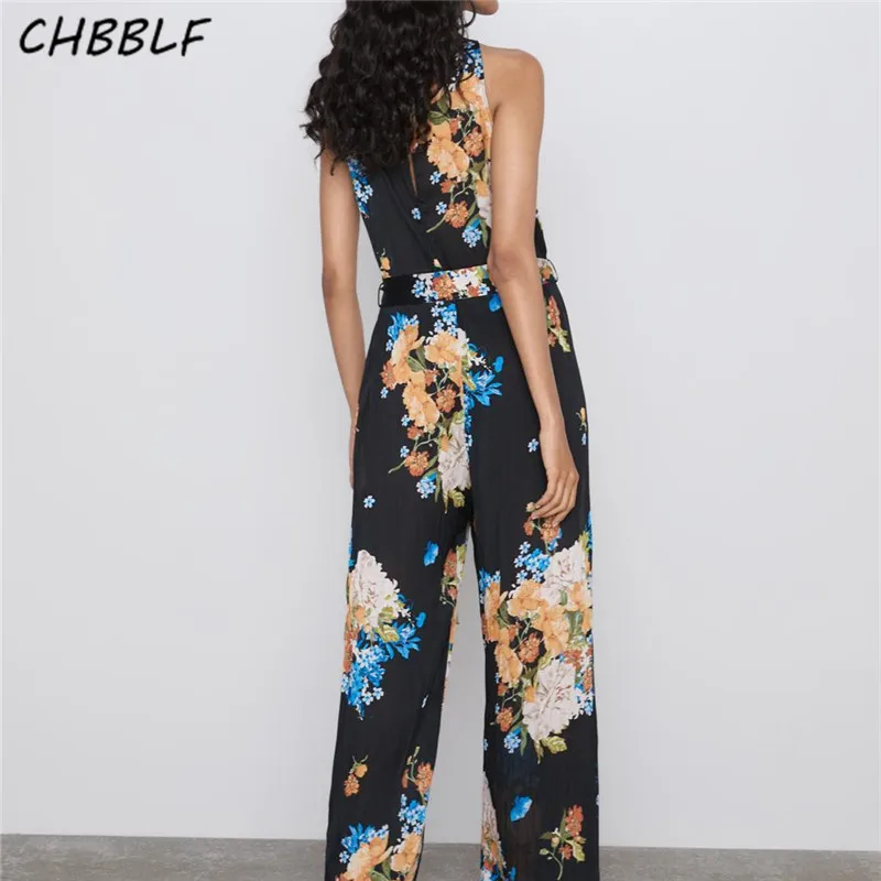 Женский комбинезон без рукавов CHBBLF стильный с бантом и поясом POP2345 |