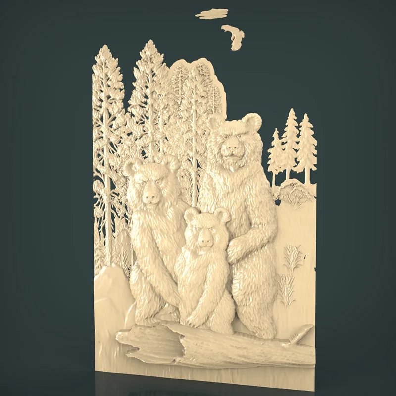 Семья из трех медведей 3d STL модель рельеф для ЧПУ 3D принтера Artcam Aspire | Инструменты