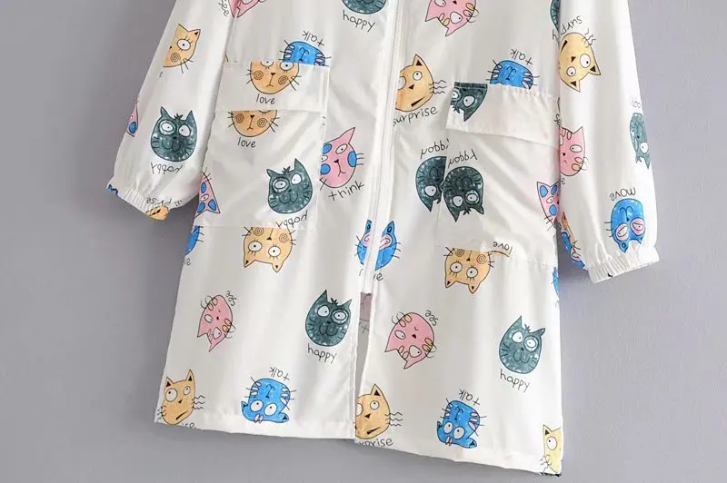 F2295-Western Стильное женское платье летнее Новое Стильное свободное Женское пальто с капюшоном и мультяшным принтом