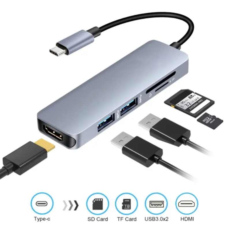 USB 3,0 type C к HDMI концентратор USB-C док-станция для ноутбука type C адаптер конвертер для MacBook Windows SD TF кард-ридер A5YA
