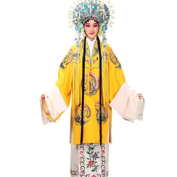 

New Beijing ancient opera emperor empress dragon and Phoenix double drape stage troupe performance costume imperial crown