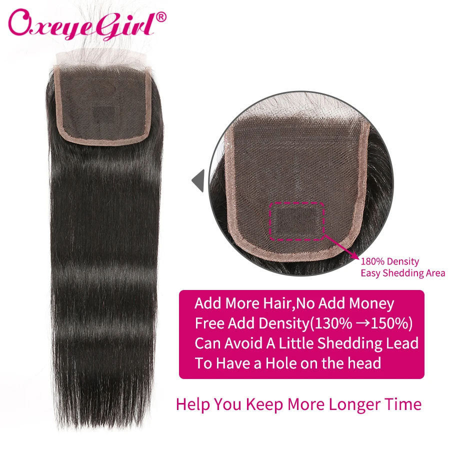 Oxeye девушка прямые человеческие волосы пучки с закрытием могут быть настроены 4X4 кружева закрытие парик 250%-350% плотность Remy бразильский парик
