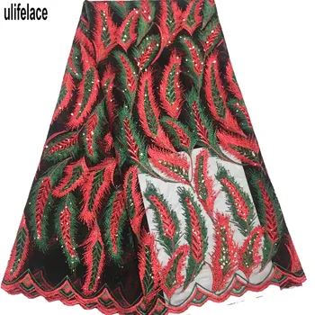 

ulifelace African French shinny Sequins Lace Fabric For Women Dress High Quality Nigerian Tulle Mesh Lace Fabric F4-2781