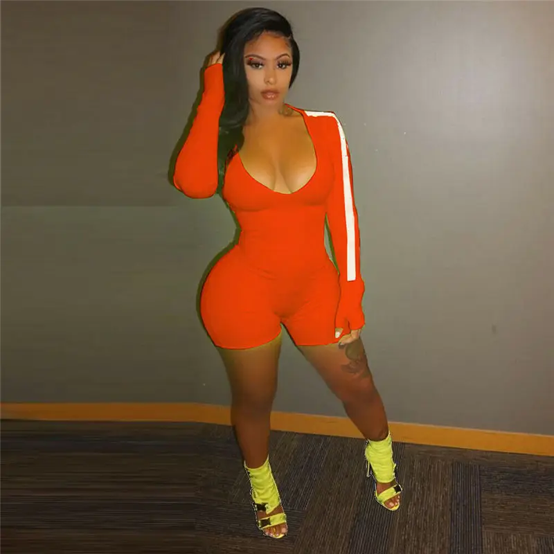

Women Jumpsuit Tracksuit Ladies Long Sleeve Yoga Workout Outfit Gym Fitness Running Clothes Bodycon Shorts Jumpsuit Romper