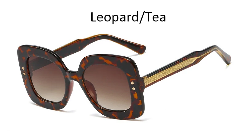 Leopard Tea Винтажные квадратные женские солнцезащитные очки с большой оправой, роскошные брендовые Модные солнцезащитные очки для женщин, большие черные очки, женские очки oculos - Цвет линз: Leopard Tea