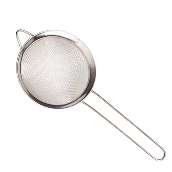 

Stainless Steel Kitchen Flour Handheld Screen Mesh Strainer Flour Sieve Oil Strainer Colander Kitchen Tools WB3003