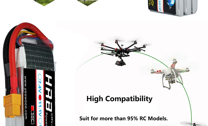 HRB 2S 3S 4S 5S 6S Lipo Батарея 1300 1500 мАч 2200 мАч 2700 мАч 5000 мАч 3300 6000 мА/ч, XT60 T EC5 EC2 7,4 V 11,1 V 14,8 V 22,2 V RC Запчасти
