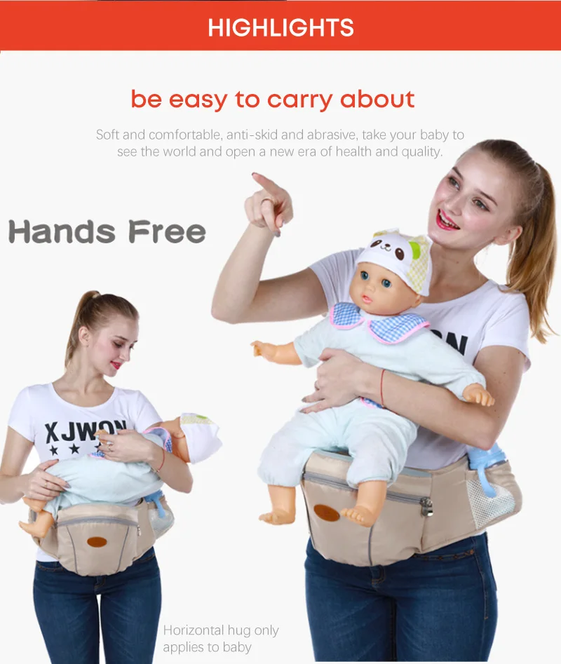 Gabesy безопасности обновления hipseat со светоотражающими полосками слинги для младенцев простой хранения ребенка перевозчика 8 цветов