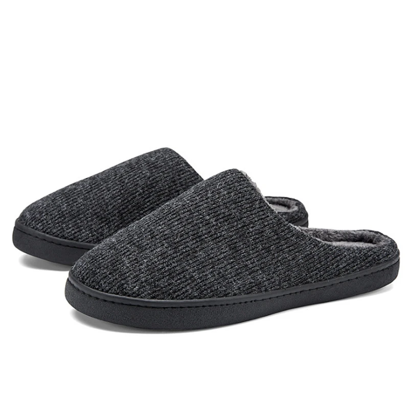 

JIANBUDAN Home Cotton shoes Men's Winter Indoor plush slippers Comfortable soft Non-slip Flat Slippers Warm Home slippers