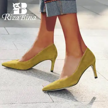 

RIZABINA New Arrival Women Pumps Shoes Fashion Simple Style Shoes Women Thin High Heels Pointed Office Lady Footwear Size 34-39