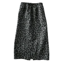 Женская юбка, осень-весна, модная, повседневная, Ретро стиль, высокая талия, Леопардовый принт, для вечеринки, длинная юбка, повседневная, Прямая поставка
