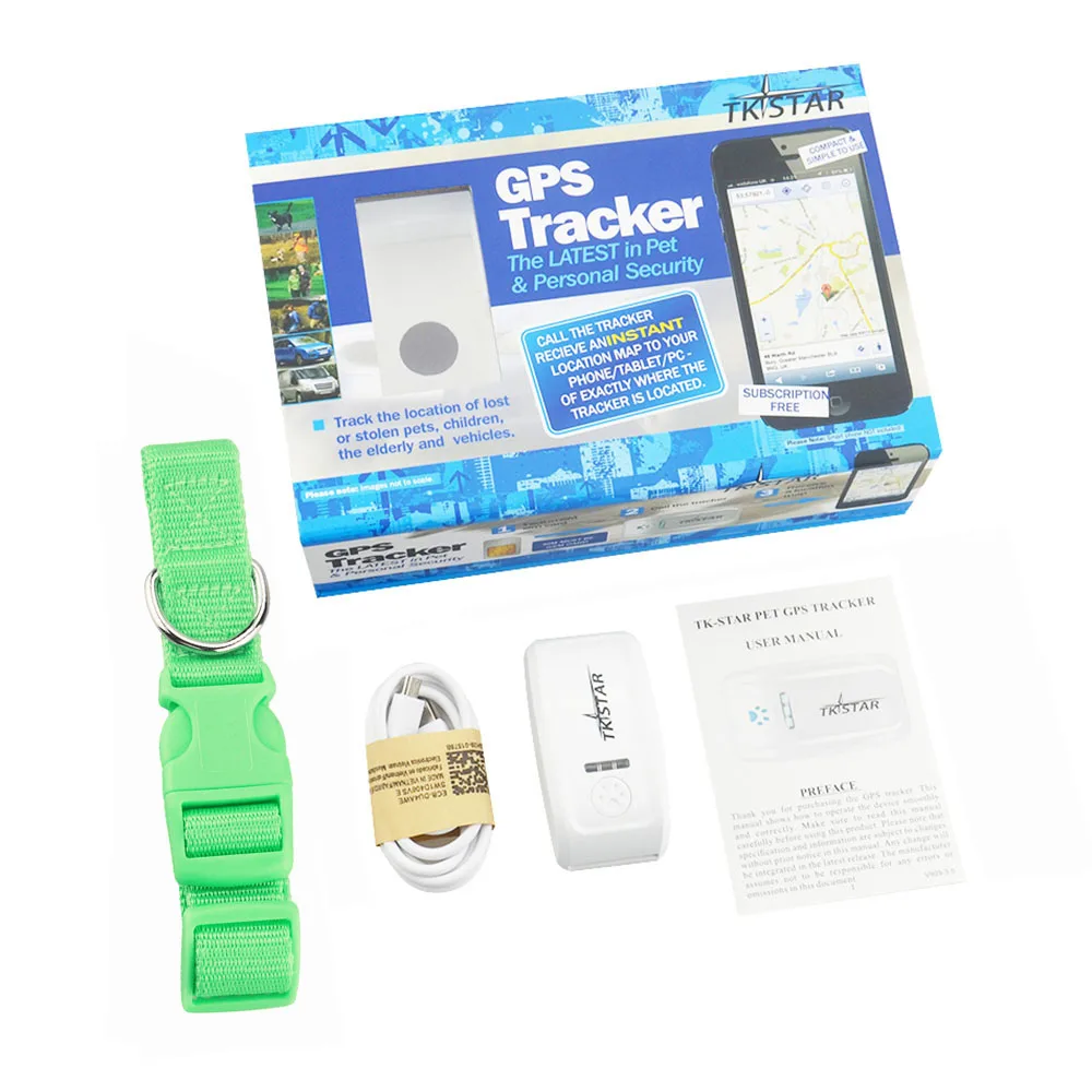 TKSTAR TK909 Pet gps GSM Мини трекер локатор gps устройство слежения с ошейником для собаки кошки отслеживание в реальном времени - Цвет: withbox(greencollar)