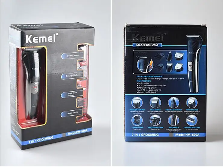 Kemei KM-590A машинка для стрижки волос бритва триммер волос на груди Ножи Машинка для удаления волос в носу 7 в 1 многофункциональная машинка для стрижки волос