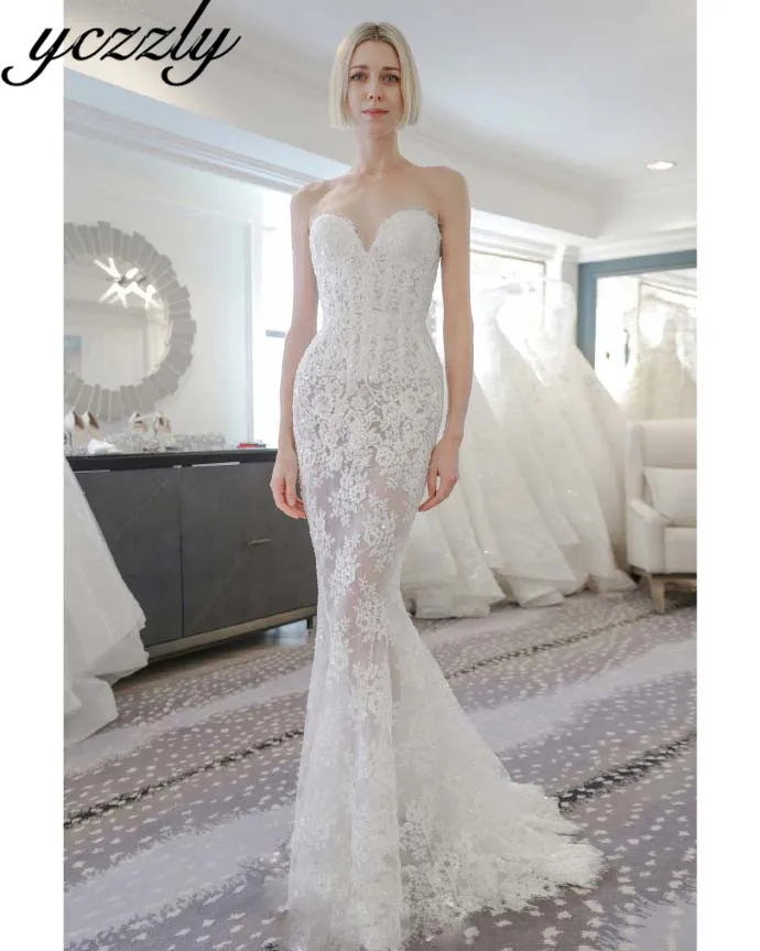 Vestido De Noiva Sereia сексуальное свадебное платье с открытыми плечами и кружевной аппликацией со съемной юбкой, платье невесты с длинными рукавами и кристаллами