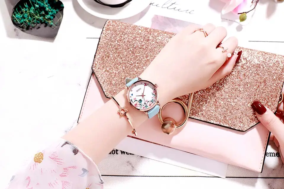 Роскошные женские часы из розового золота минимализм цветок скрытая застежка модные повседневные женские наручные часы водонепроницаемые бриллианты часы