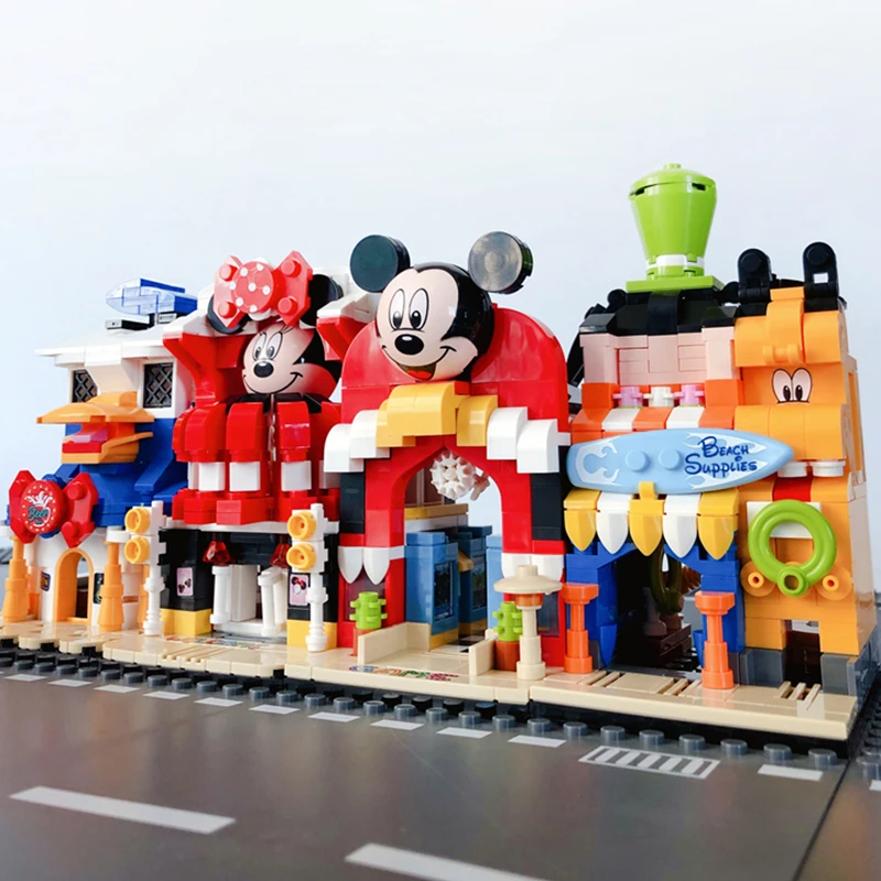 Друзья принцесса девушки Микки Минни Маус Goofy магазин дом замок сердце озеро городской Строительный Блок Совместимые части игрушек создатель