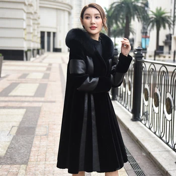 

Real Fur Coat Female Fox Fur Collar Wool Jacket Winter Sheepskin Coat Women Clothes 2020 Sheep Shearing Fur Tops ZT4096
