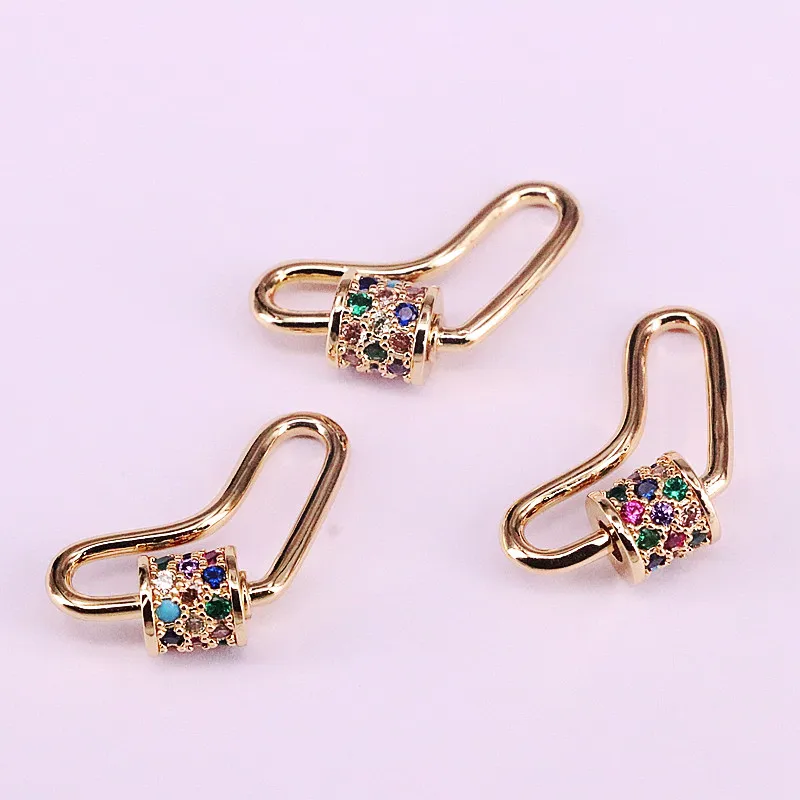 5 шт. Модный золотой цвет в форме сердца CZ микро застежка замок карабин паве